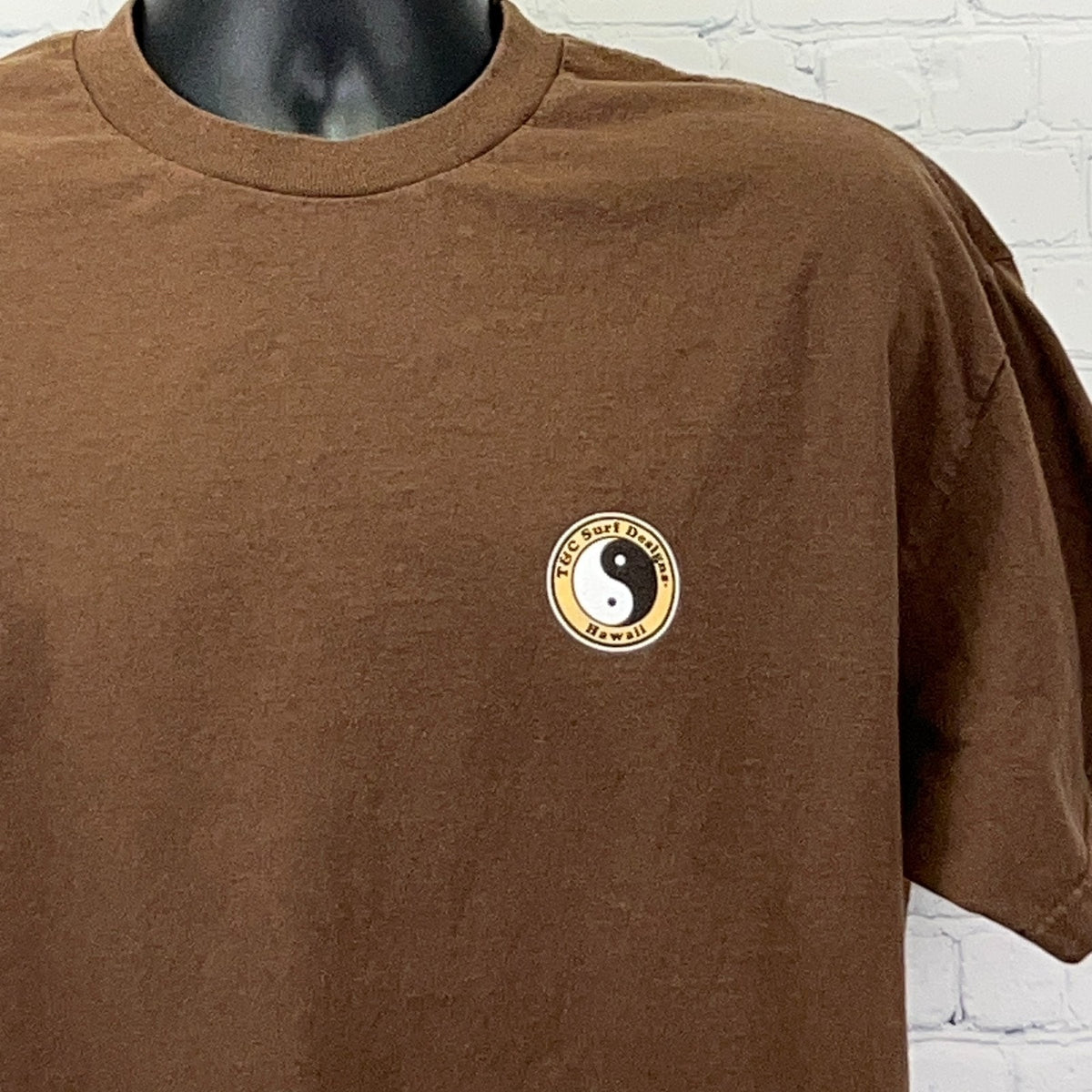 Vintage Y2K T&C Surf Designs Hawaii T Shirt XL Brown Ukulele Town & Country Tee