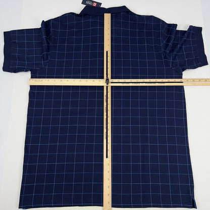 Chaps Polo Shirt XL X-Large Blue Graph Check Short Sleeve Ralph Lauren Cotton