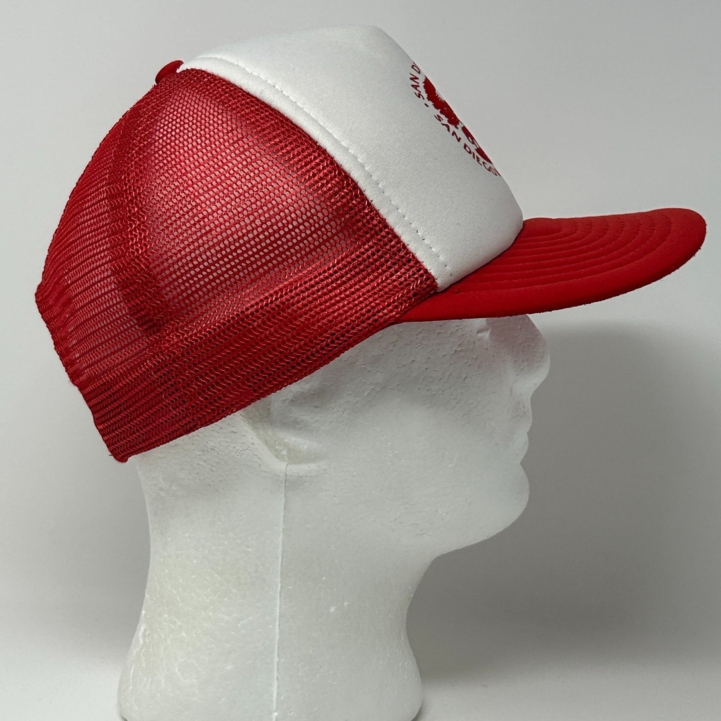 Vintage 80s San Diego Zoo Trucker Hat Baseball Cap Wild Animal Park Snapback Red