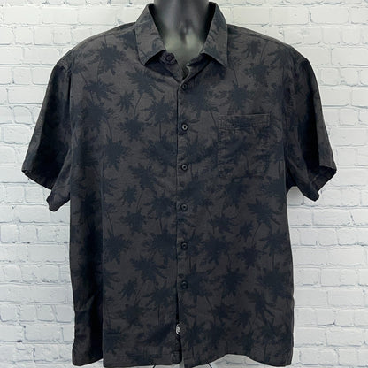 Nat Nast Camp Shirt Button Front Palm Trees Pocket Silk Blend Brown XXL 2XL