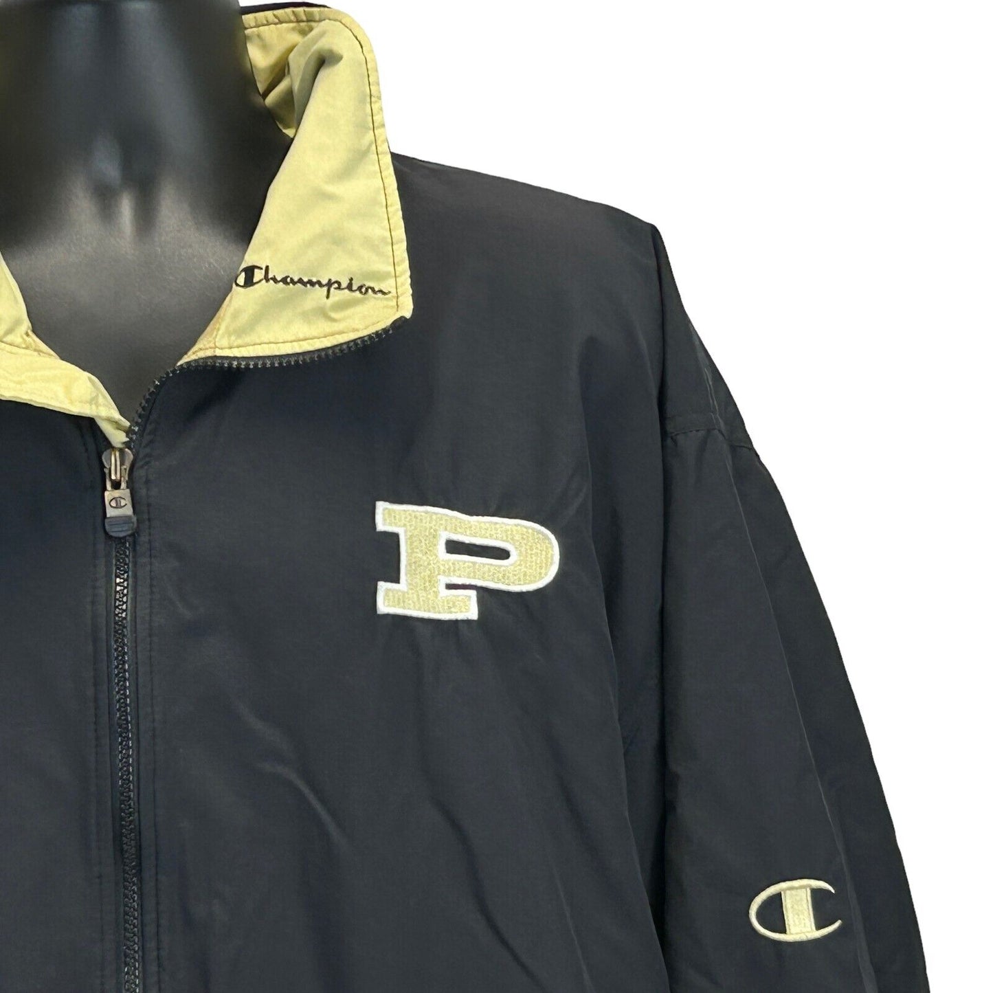 Purdue Boilermakers Football Vintage 90s Hooded Jacket NCAA Black Champion 2XL