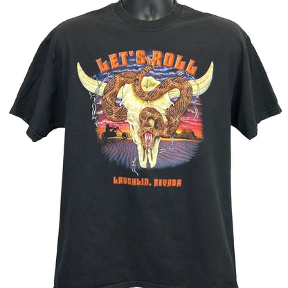 Laughlin 摩托车拉力赛复古 Y2Ks T 恤中号 Biker Nevada 男式黑色