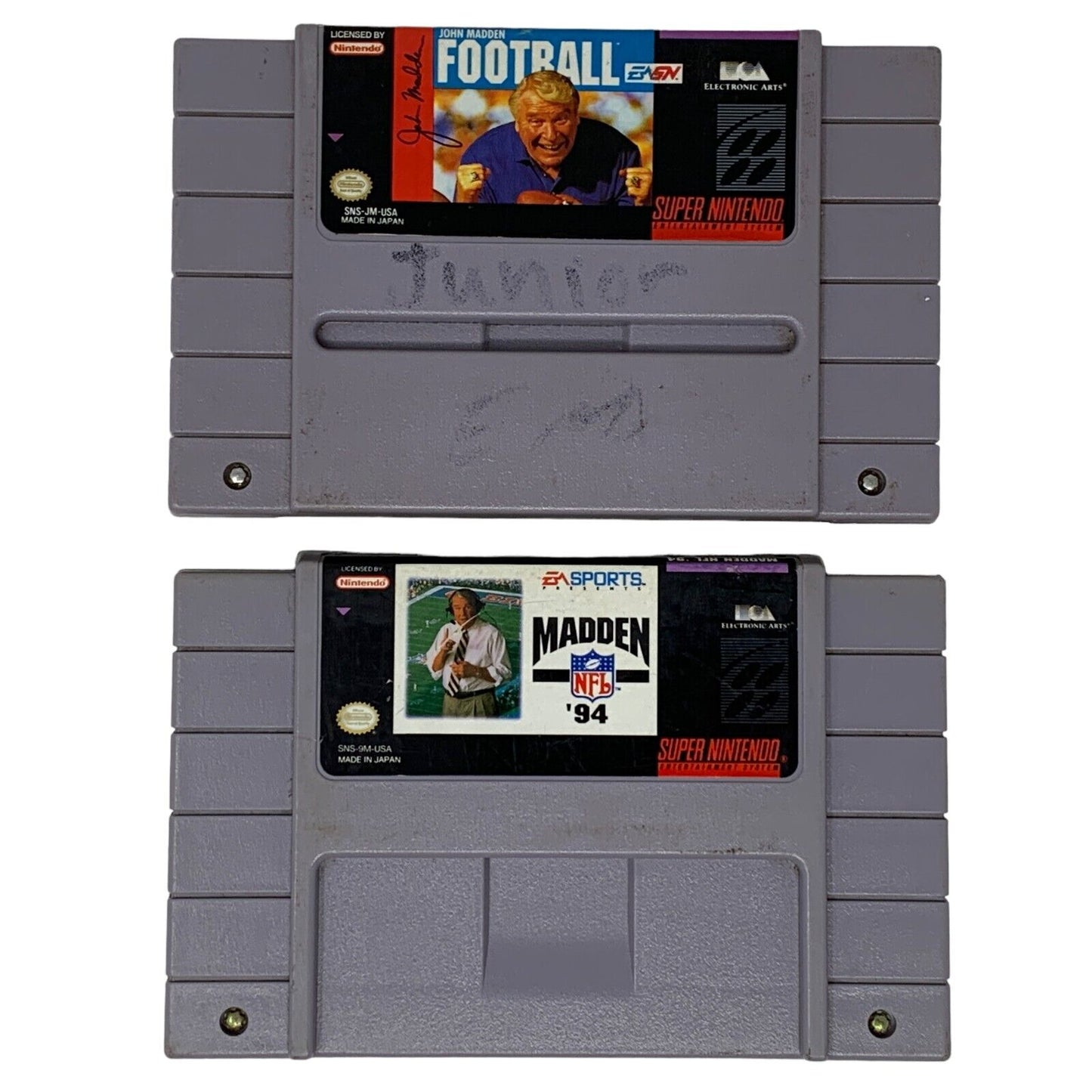 Lot Of 2 SNES Super Nintendo John Madden Video Games Sports NFL Football