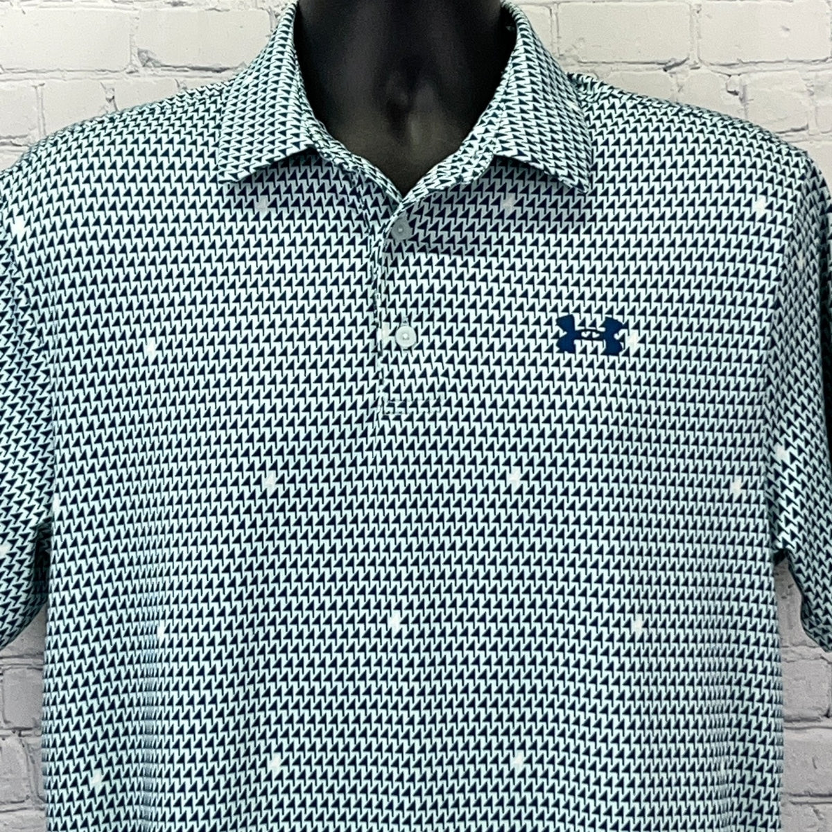 Under Armour Playoff 2.0 Golf Flags Polo Shirt M Medium Blue Green Loose Fit