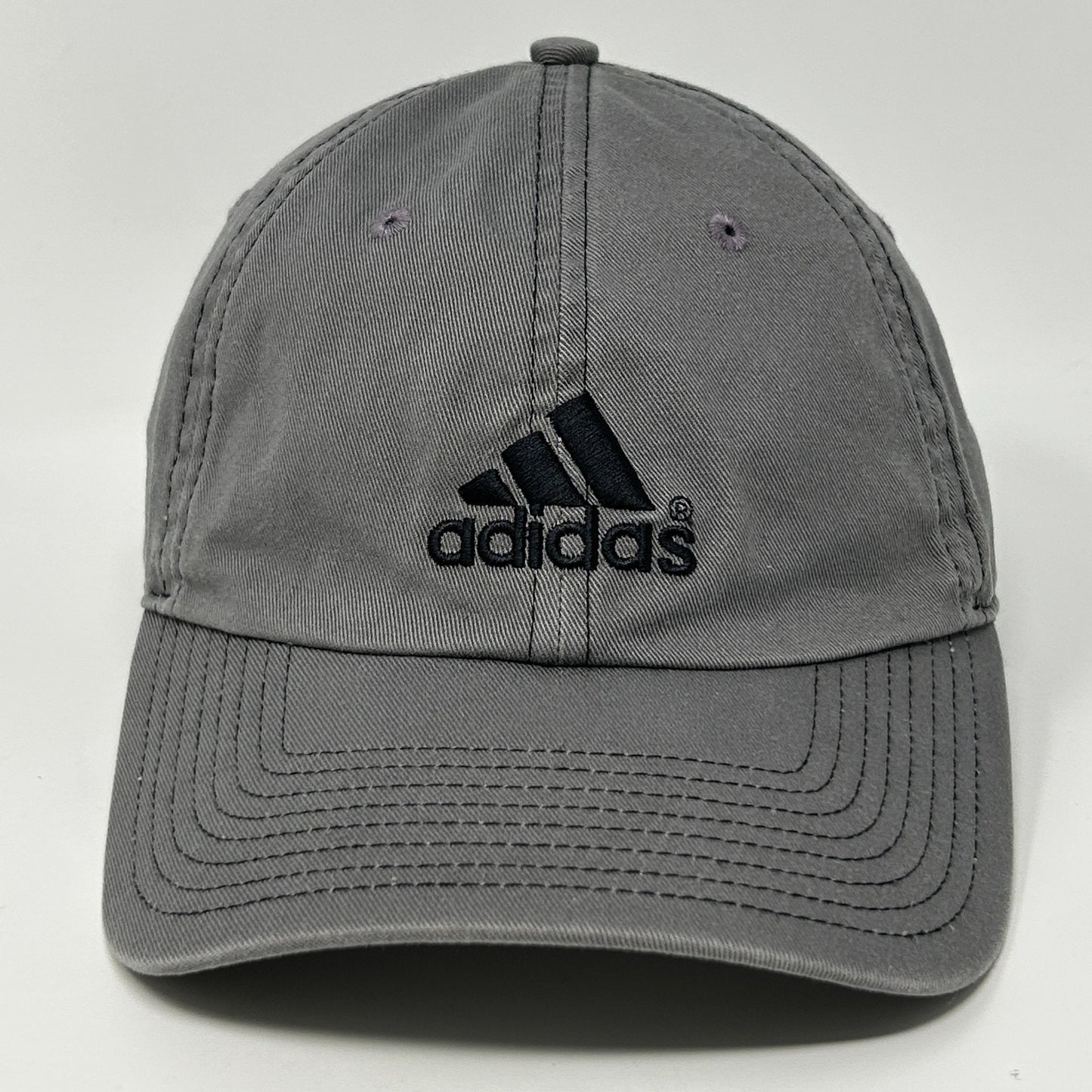 Adidas Dad Hat Baseball Cap Gray Logo Strapback 6 Panel Unstructured