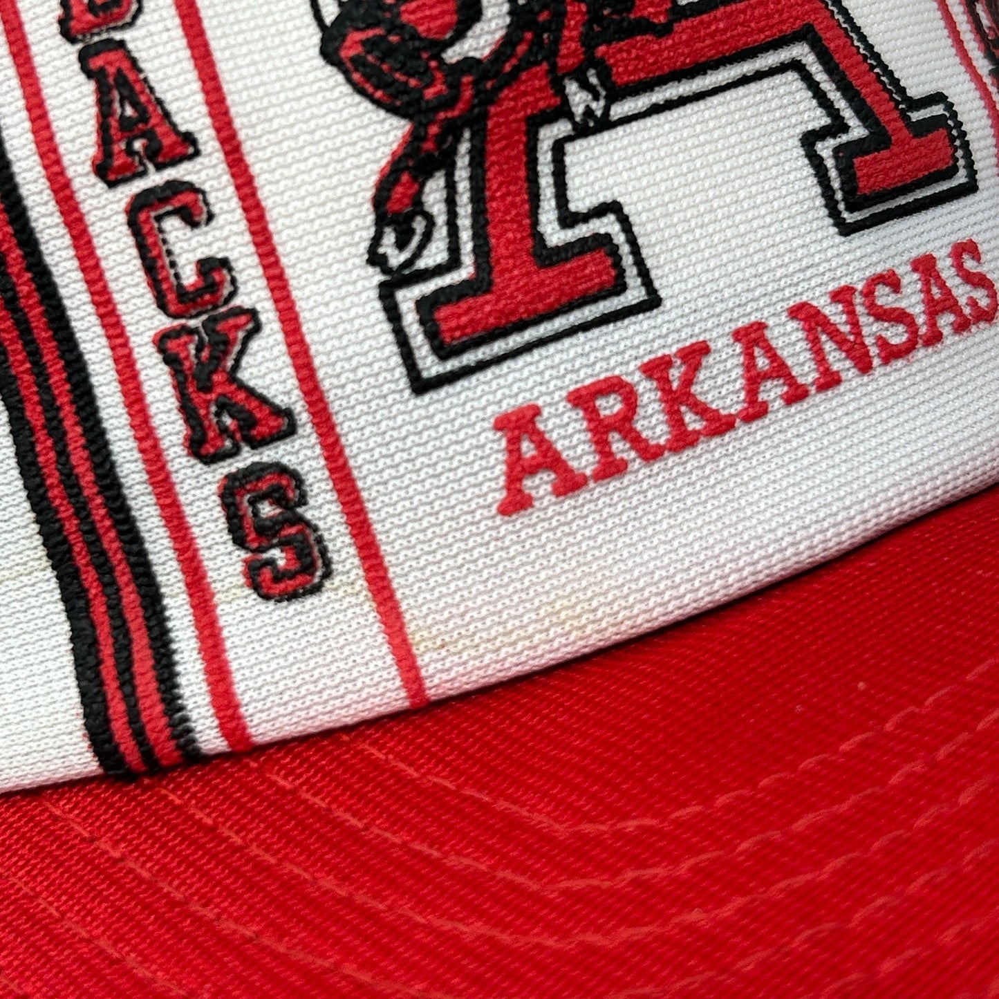 Vintage 80s Arkansas Razorbacks Trucker Hat Baseball Cap Red Hogs Mesh Snapback