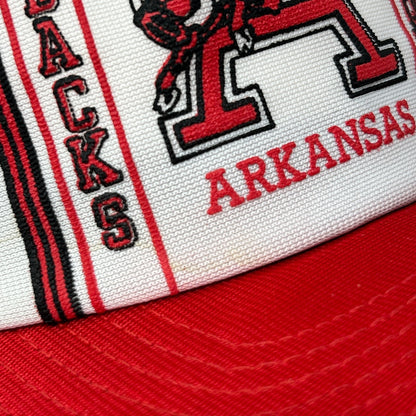 Vintage 80s Arkansas Razorbacks Trucker Hat Baseball Cap Red Hogs Mesh Snapback