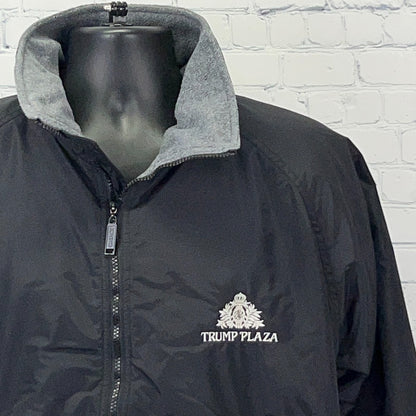 Vintage 90s Trump Plaza Atlantic City Casino Bomber Jacket M Medium Black Fleece