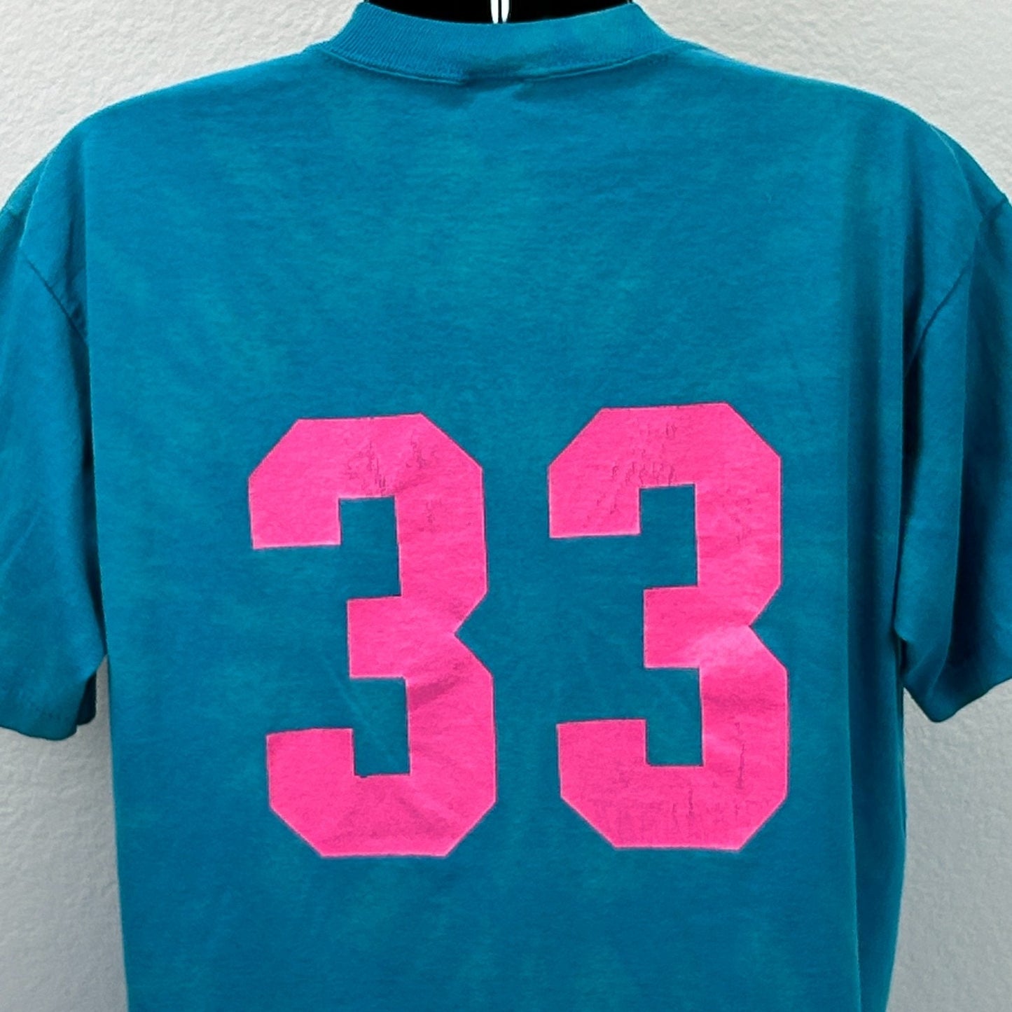 Vintage 90s Powell Girls Basketball T Shirt Blue Tie Dye USA Unisex M Medium