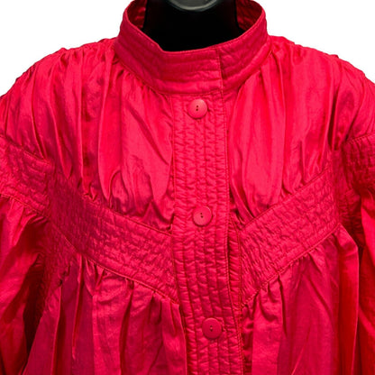 Abraxas Womens Vintage 80s Jacket Large Puffy Shoulder Pads Windbreaker Pink Red