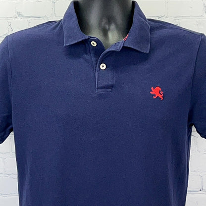 Express Fitted Pique Polo Shirt Mens S Small Navy Blue Short Sleeve Logo Cotton
