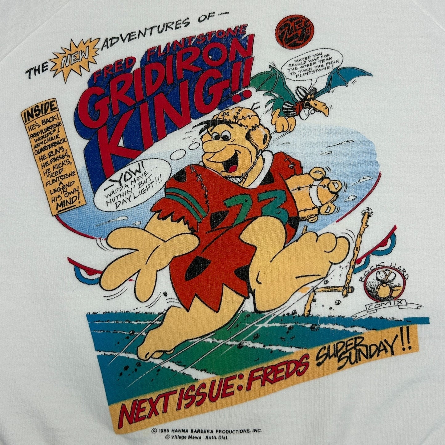 Vintage The Flintstones Football Sweatshirt Mens M Medium White 80s NFL Fred