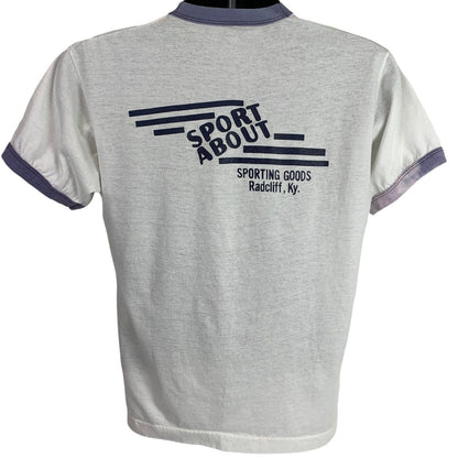 Camiseta vintage de campeonatos de ráquetbol, ​​talla grande, años 80, Fort Knox, ejército, para hombre, color blanco