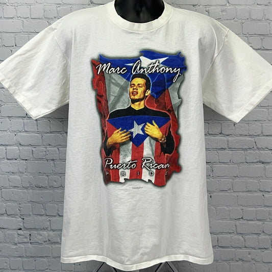 Vintage Y2Ks Marc Anthony Puerto Rican Pride T Shirt 2000 Latin White XL X-Large