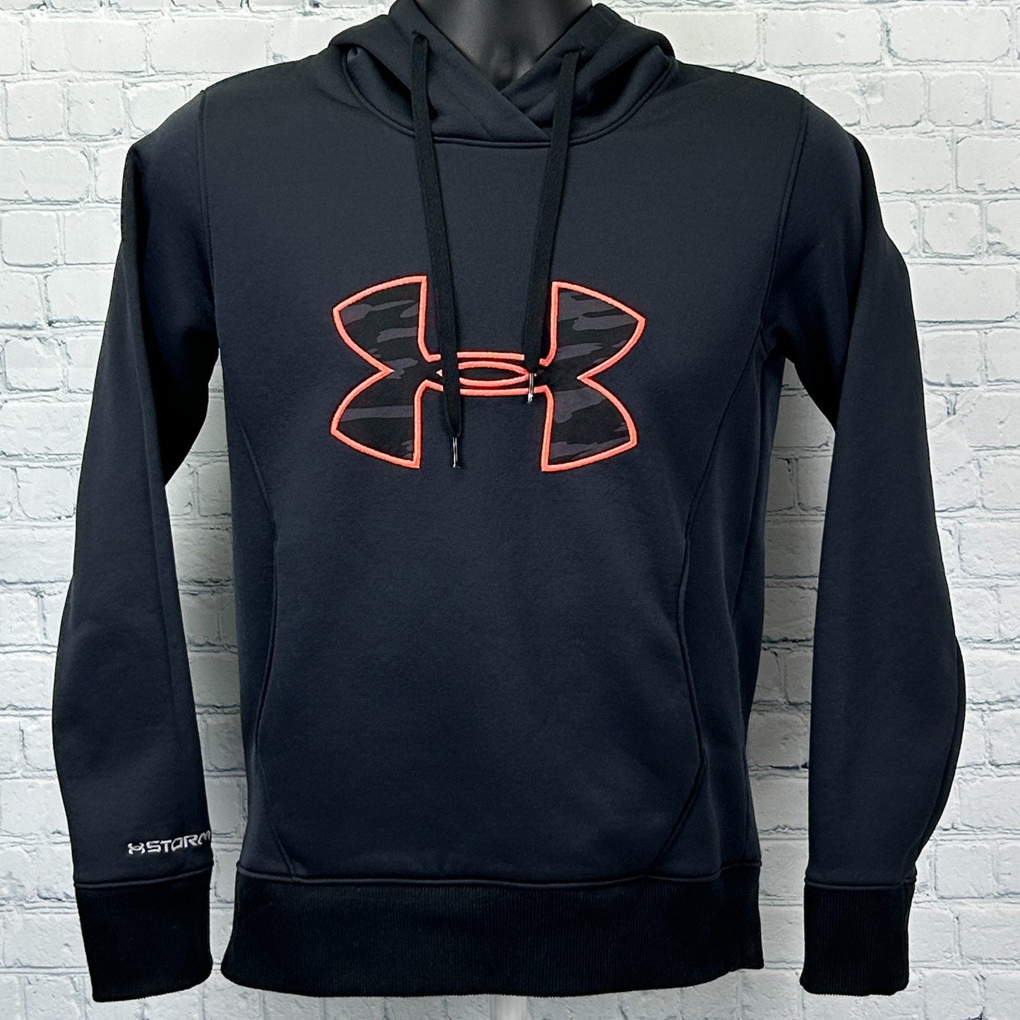 Under Armour UA Storm Semi Fitted Hoodie Hooded Sweatshirt Logo Black S Small