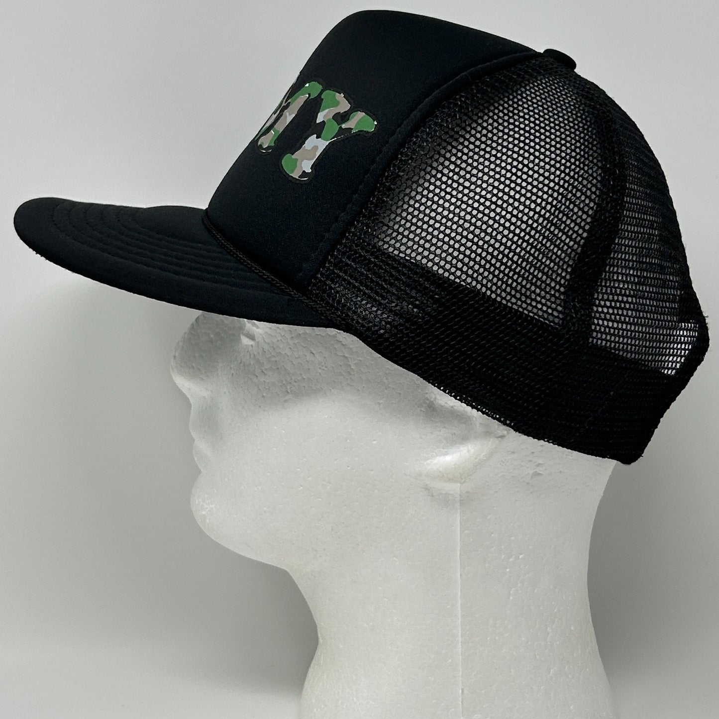 Vintage US Army Trucker Hat Cap Black 80s Camouflage Military Mesh Snapback