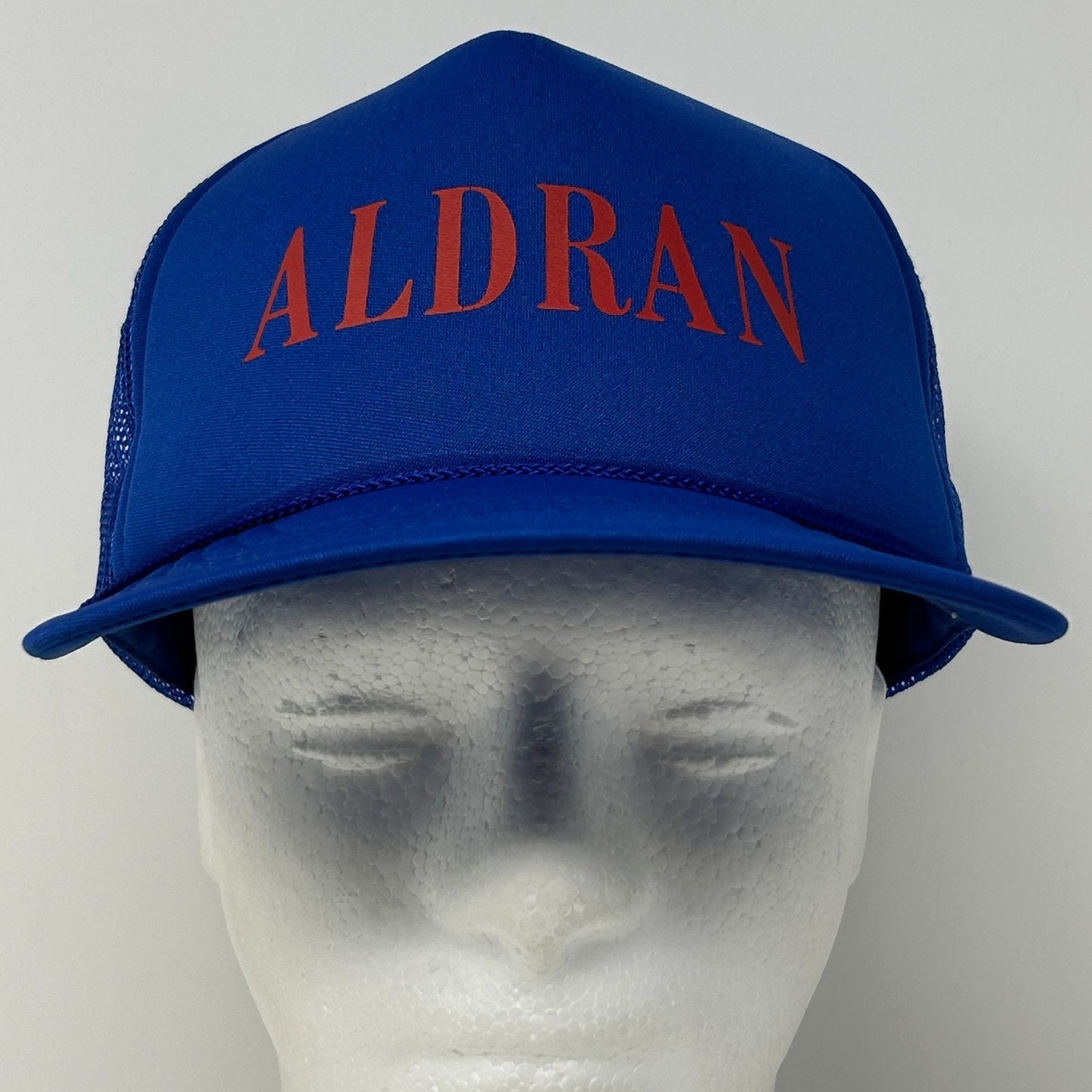 Vintage 90s Aldran Trucker Hat Baseball Cap 5 Panel A-Frame Mesh Snapback Blue