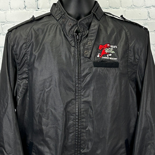 Vintage 80s Ballys Casino Resort Las Vegas Cafe Racer Jacket USA Black M Medium