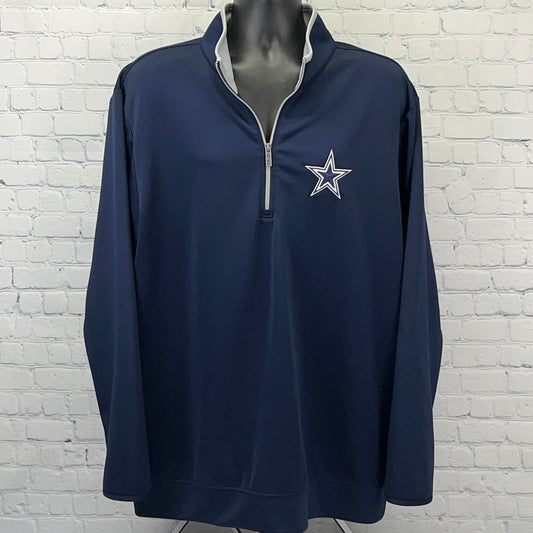 Dallas Cowboys Quarter 1/4 Zip Pullover 2XL XXL Antigua Navy Blue Star Logo NFL