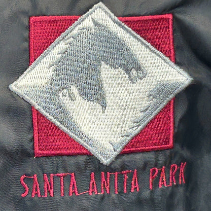 Vintage Santa Anita Park Jacket Large Thoroughbred Horse Racetrack Mens Black