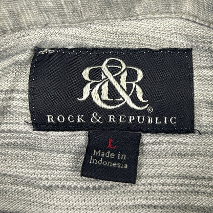 Rock & Republic Polo Shirt Distressed Look Short Sleeve Green L Large