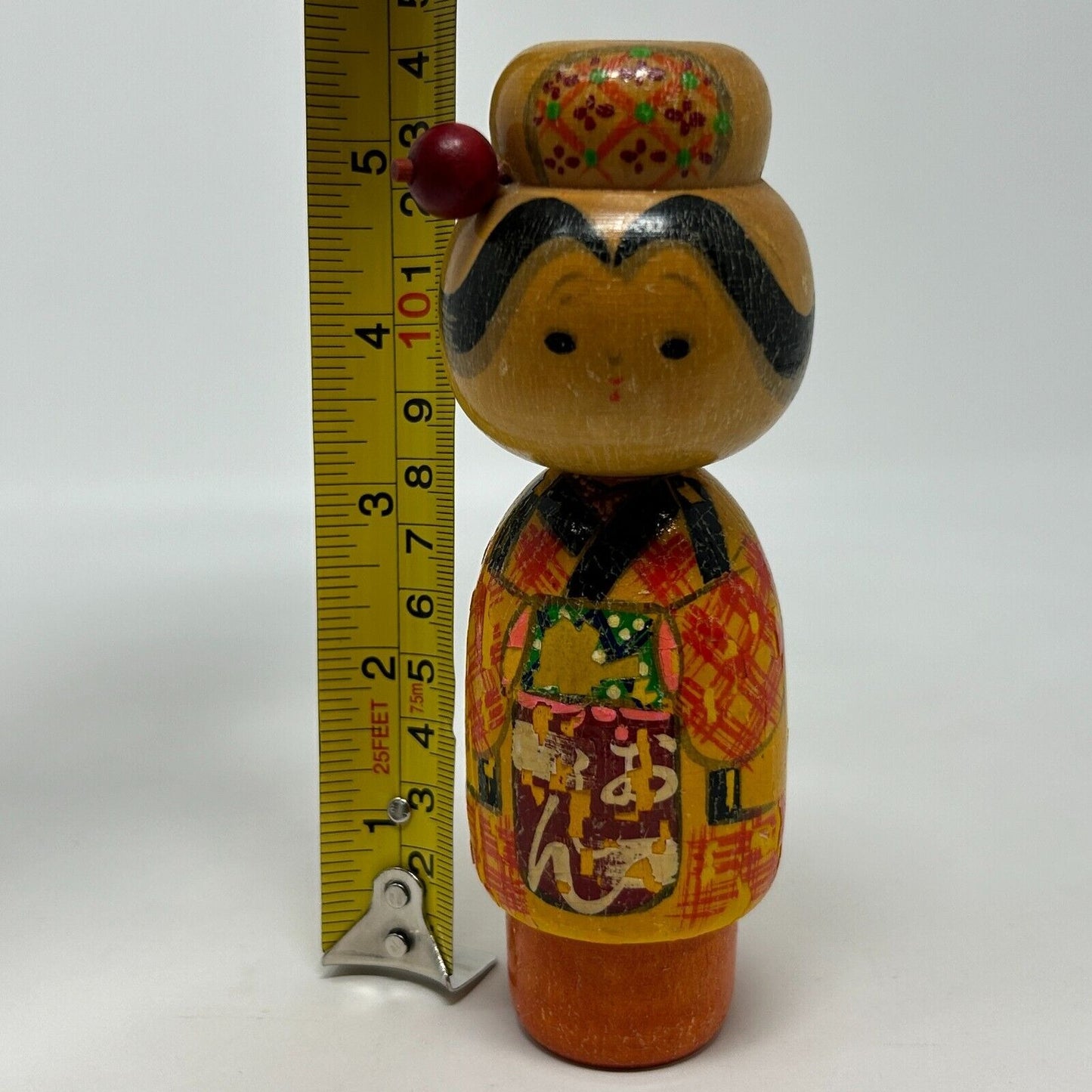 Vintage Japanese Wooden Kokeshi Doll Handmade Folk Art Stamped Woman Female