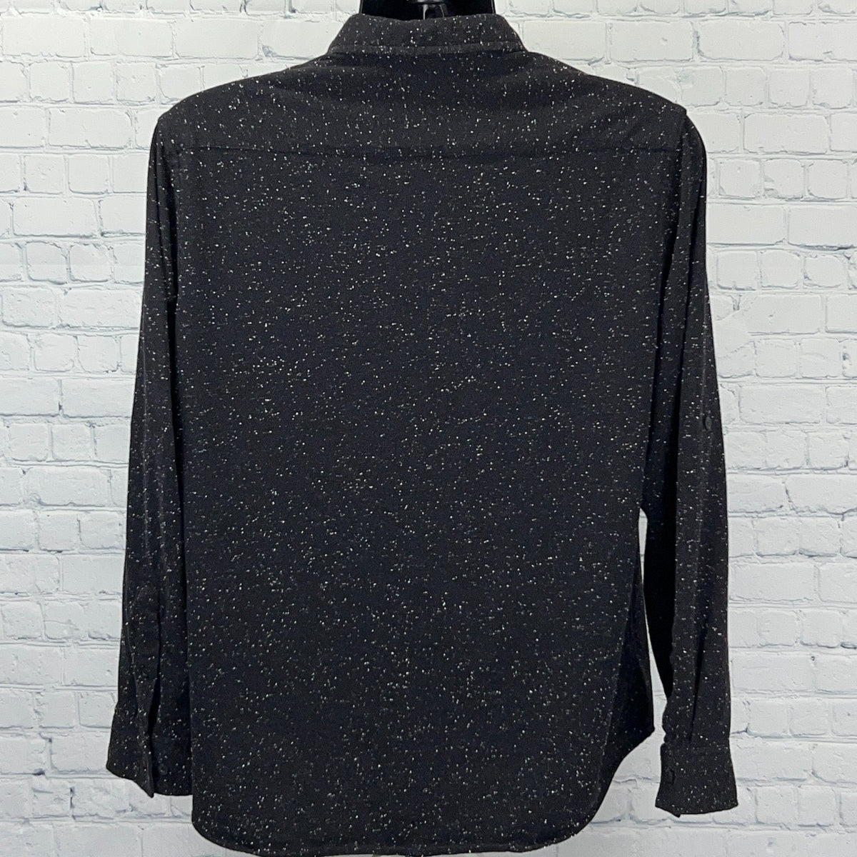 Marc Ecko Cut & Sew Mens Shirt L Large Black Speckled Long Sleeve Button Up