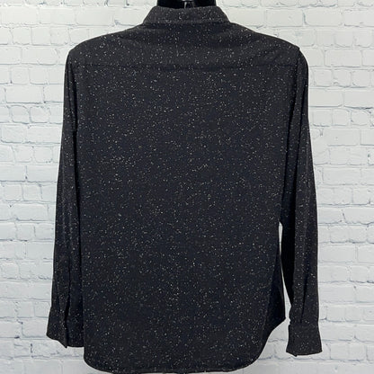 Marc Ecko Cut & Sew Mens Shirt L Large Black Speckled Long Sleeve Button Up