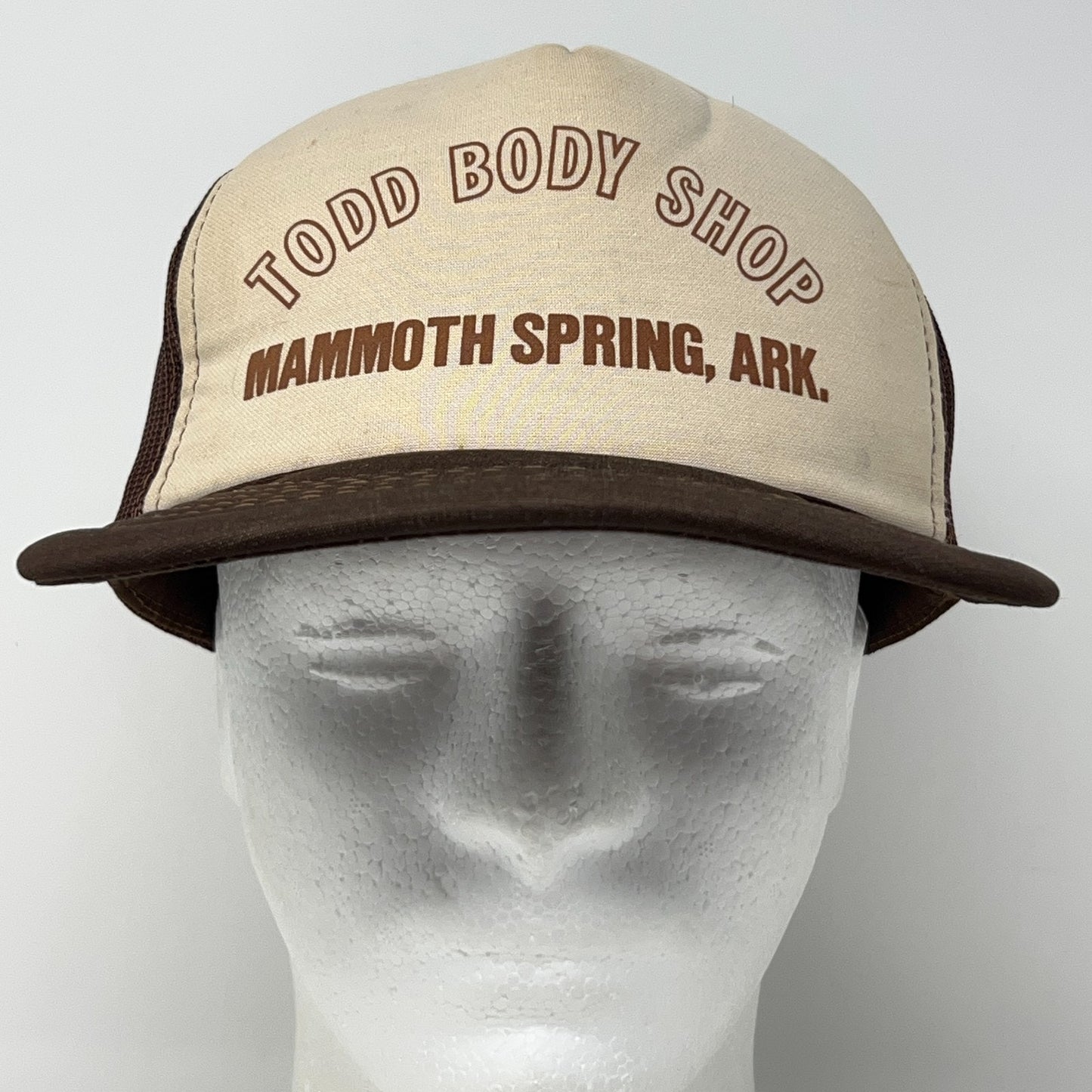 Vintage 80s Todd Body Shop Trucker Hat Baseball Cap Arkansas Snapback Brown