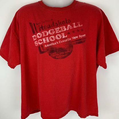 Camiseta vintage de los años 90 de la escuela Dodgeball con disparos en la cabeza, XXL 2XL, camiseta gigante para hombre, color rojo