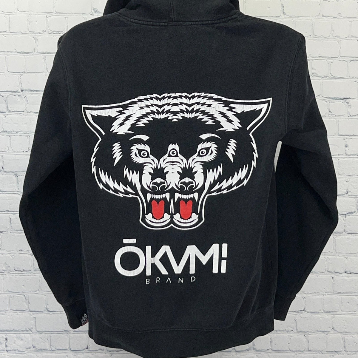 Okami Brand Wolves By Design Hoodie Mens M Medium Black Double Wolf Graphic