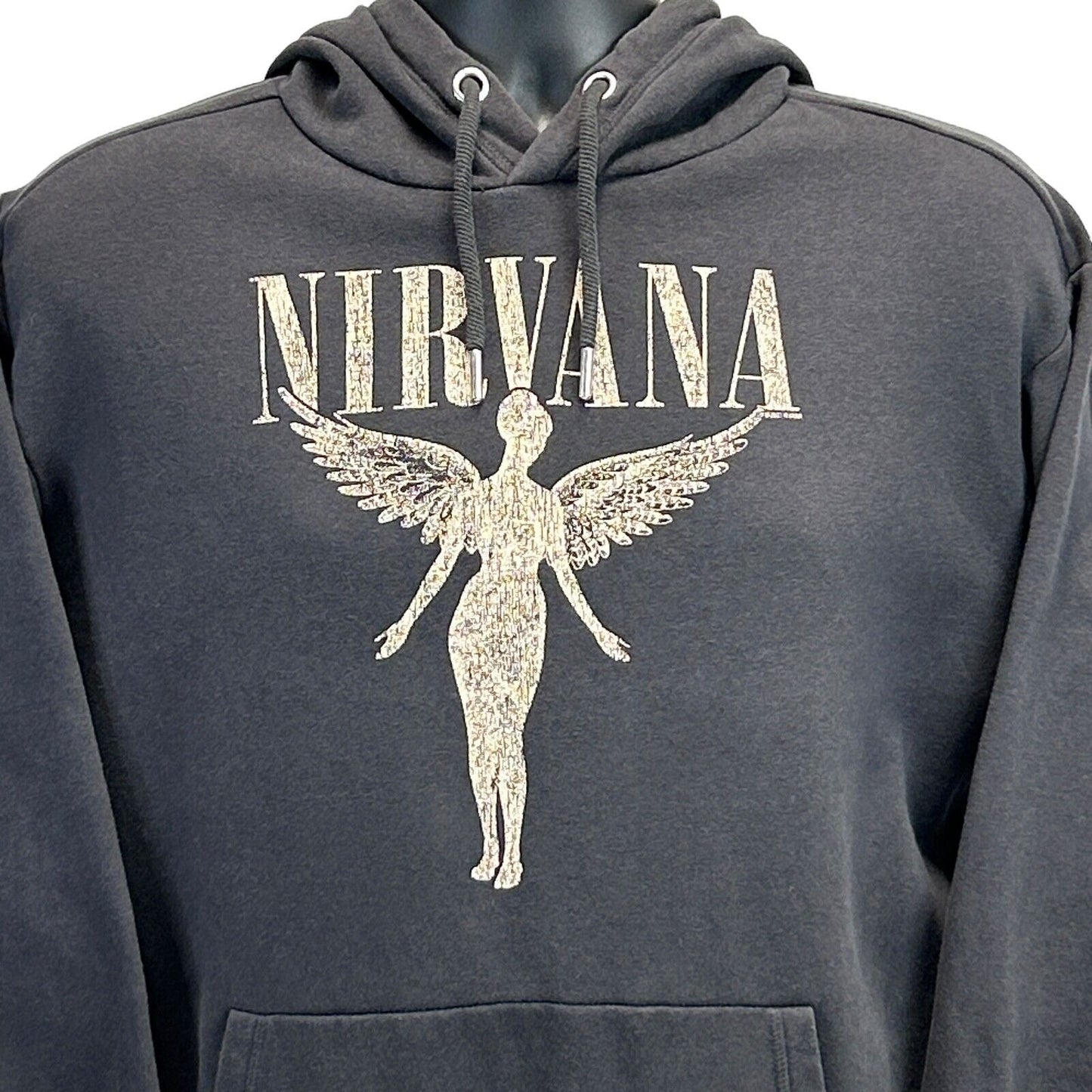 Nirvana In Utero Hoodie Mens Small H&M Grunge Rock Band Hooded Sweatshirt Black