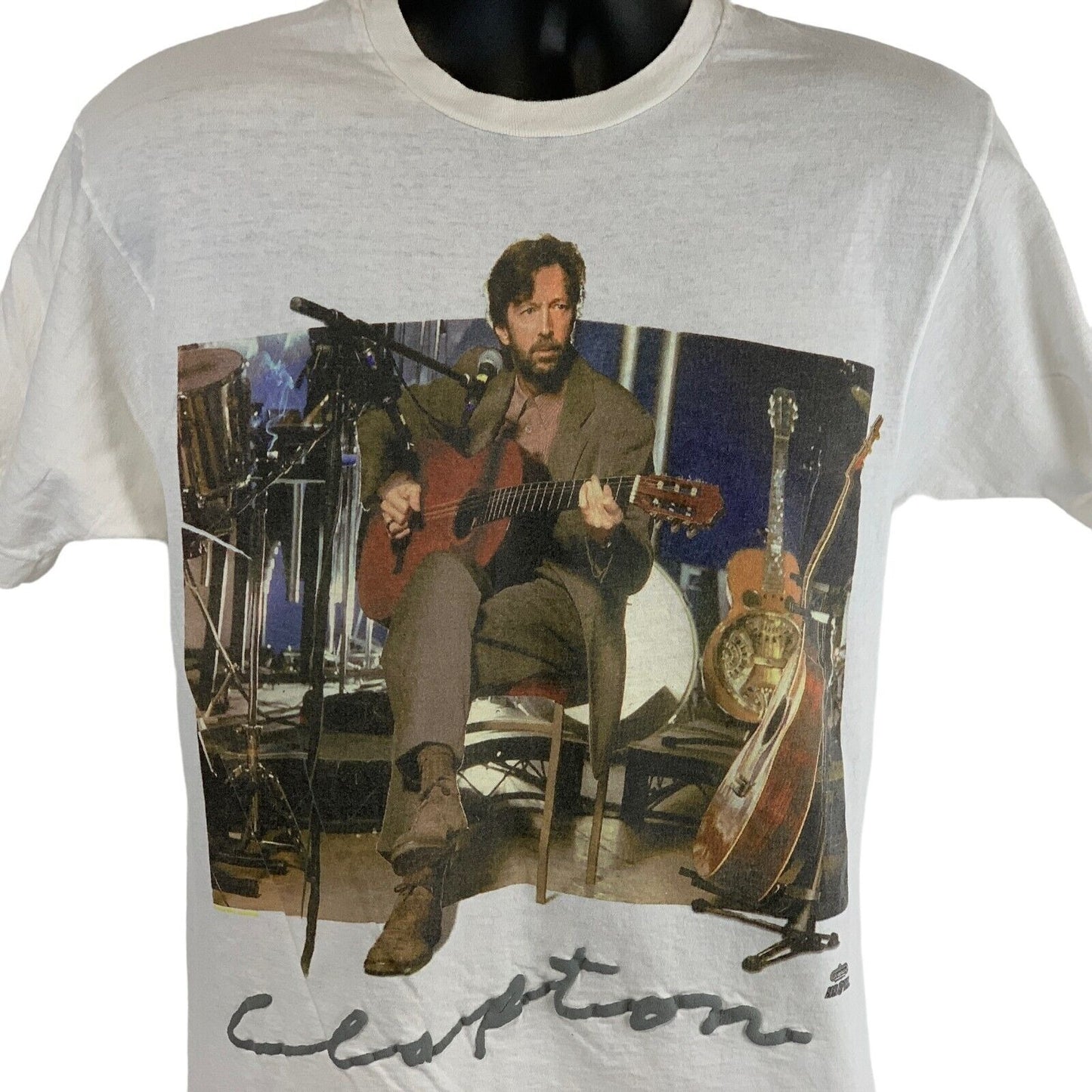 Vintage Eric Clapton MTV Unplugged T Shirt Mens Medium Rock Band USA Made White