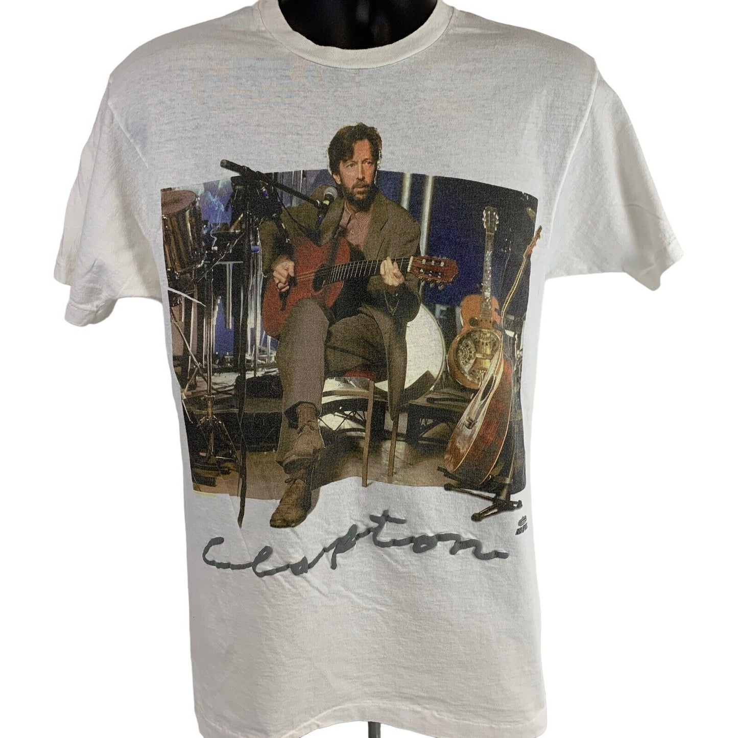 Vintage Eric Clapton MTV Unplugged T Shirt Mens Medium Rock Band USA Made White