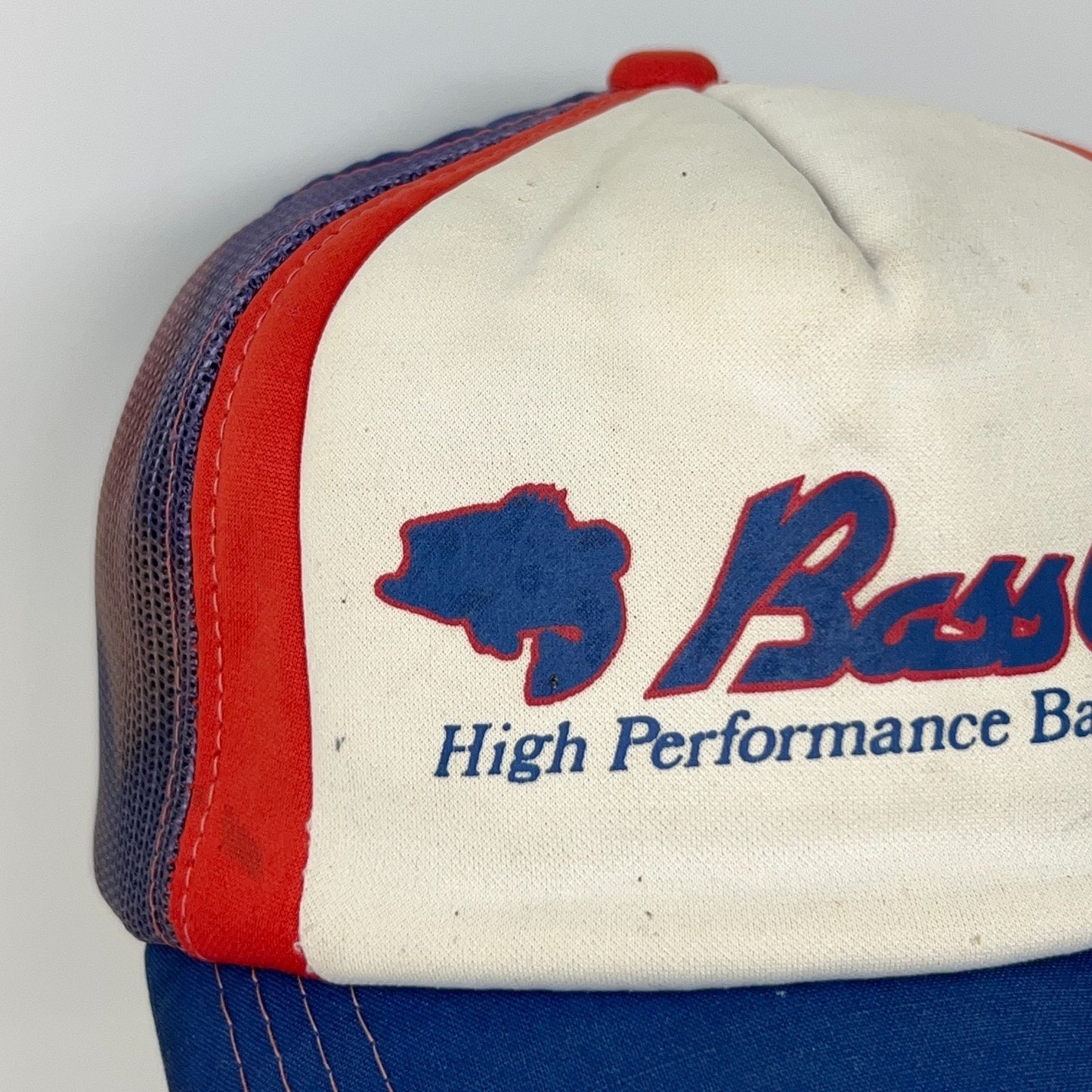 Vintage 80s Bass Cat Fishing Boats Trucker Hat Baseball Cap Mesh Snapback Blue