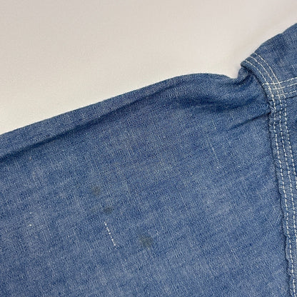 Vintage 70s Orangutan Button Front Shirt Denim Chambray Chenille Blue XL X-Large