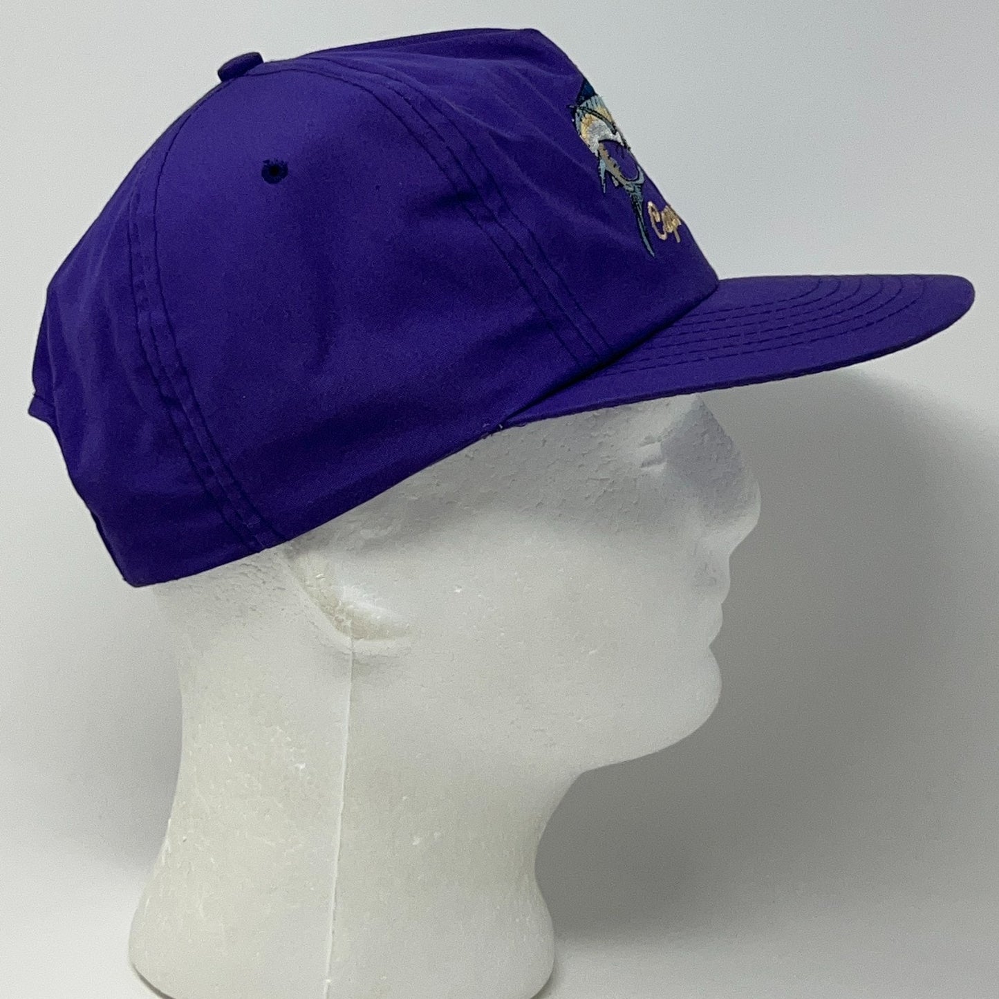 Vintage 90s Cape Hatteras Swordfish Hat Baseball Cap Fishing Snapback Purple