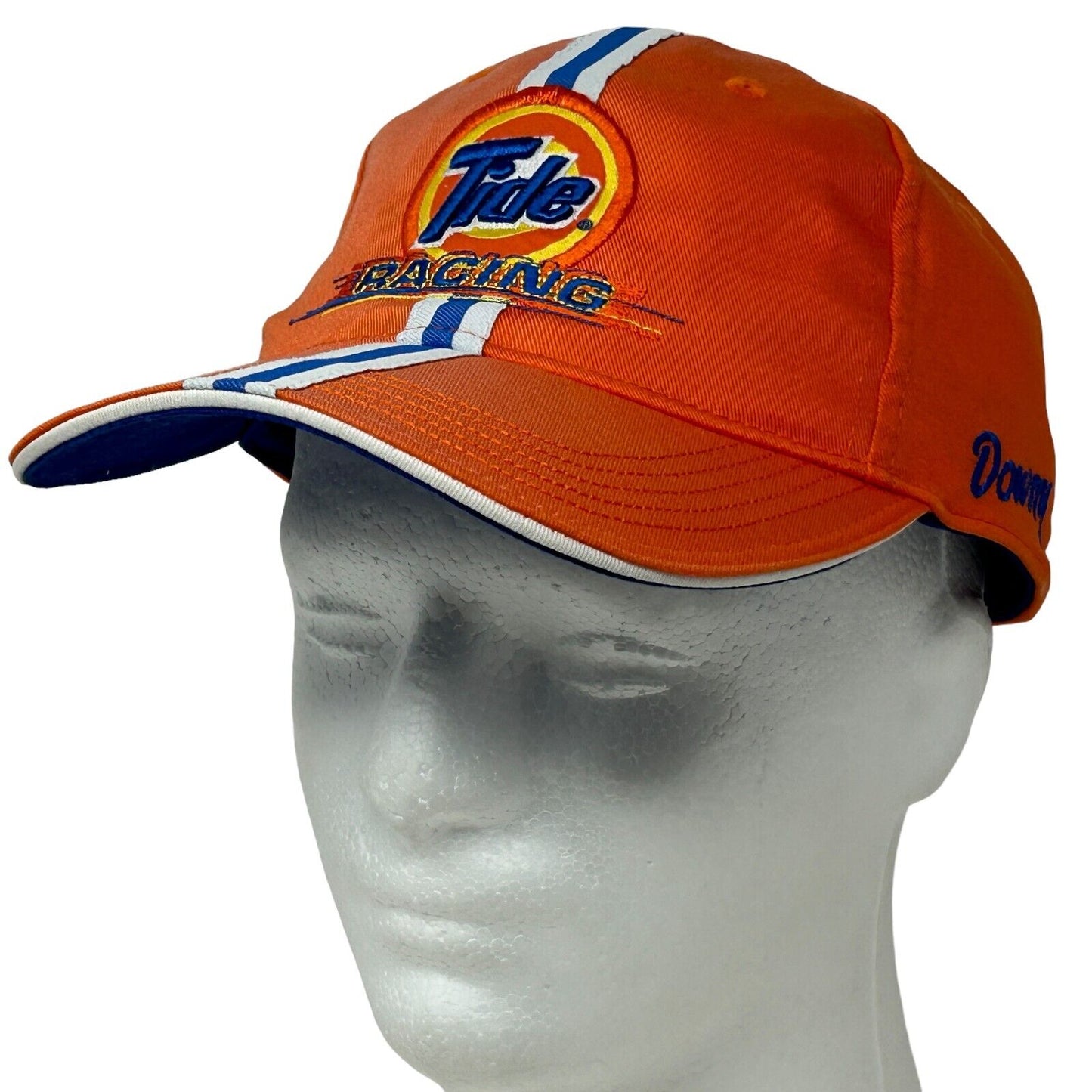 Gorra de béisbol vintage Y2K de NASCAR de Tide Racing con correa trasera naranja Downey Auto