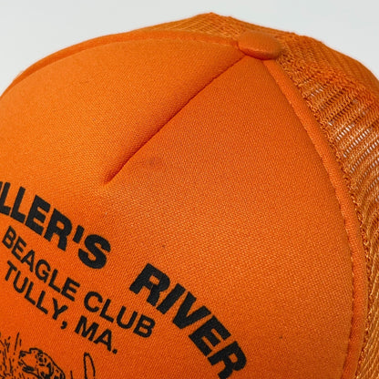 Vintage 80s Miller's River Beagle Club Hunting Orange Trucker Baseball Hat Cap