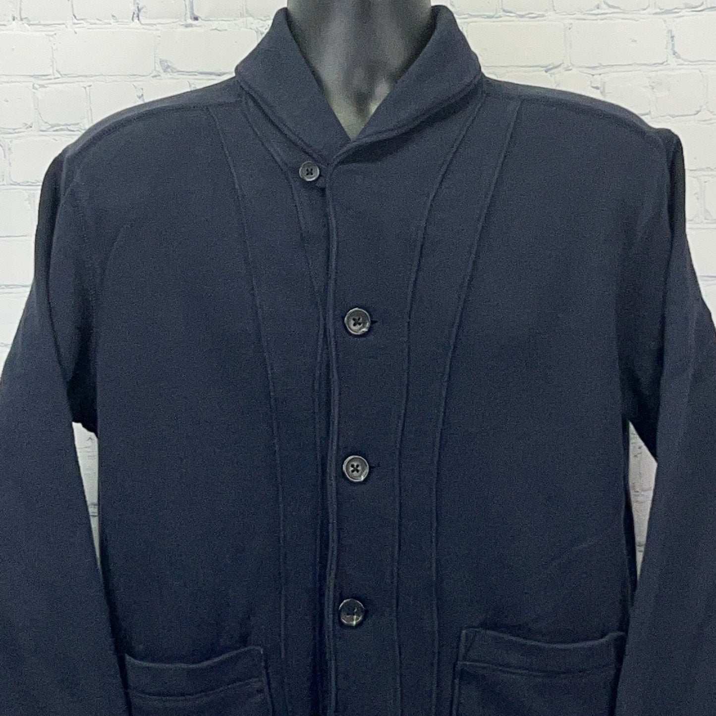 Gap Shawl Collar Cardigan Sweater Mens M Medium Navy Blue Cotton Button Front