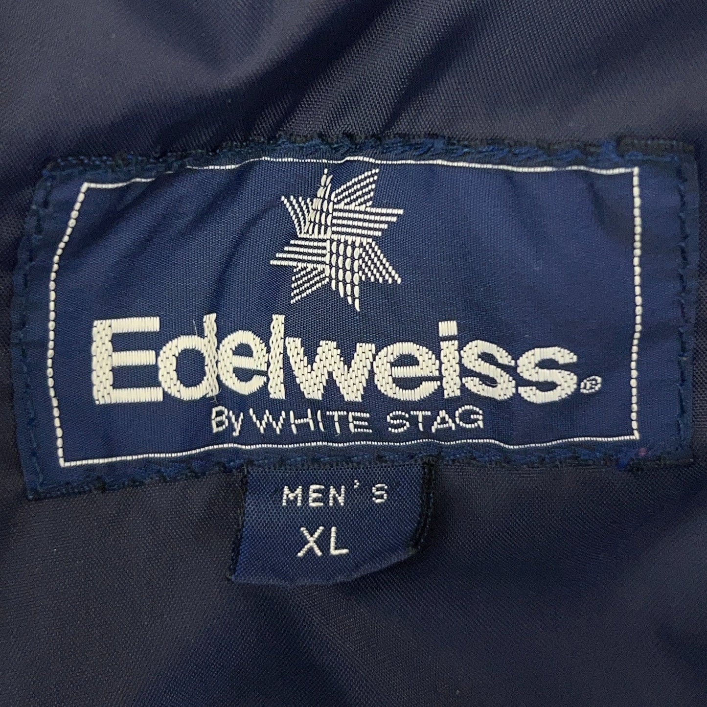 Vintage Edelweiss White Stag Down Ski Jacket Removable Sleeves Blue XL X-Large