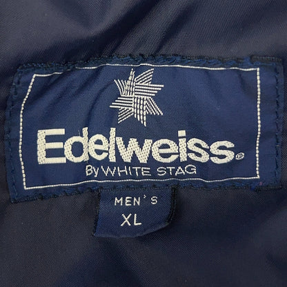 Vintage Edelweiss White Stag Down Ski Jacket Removable Sleeves Blue XL X-Large