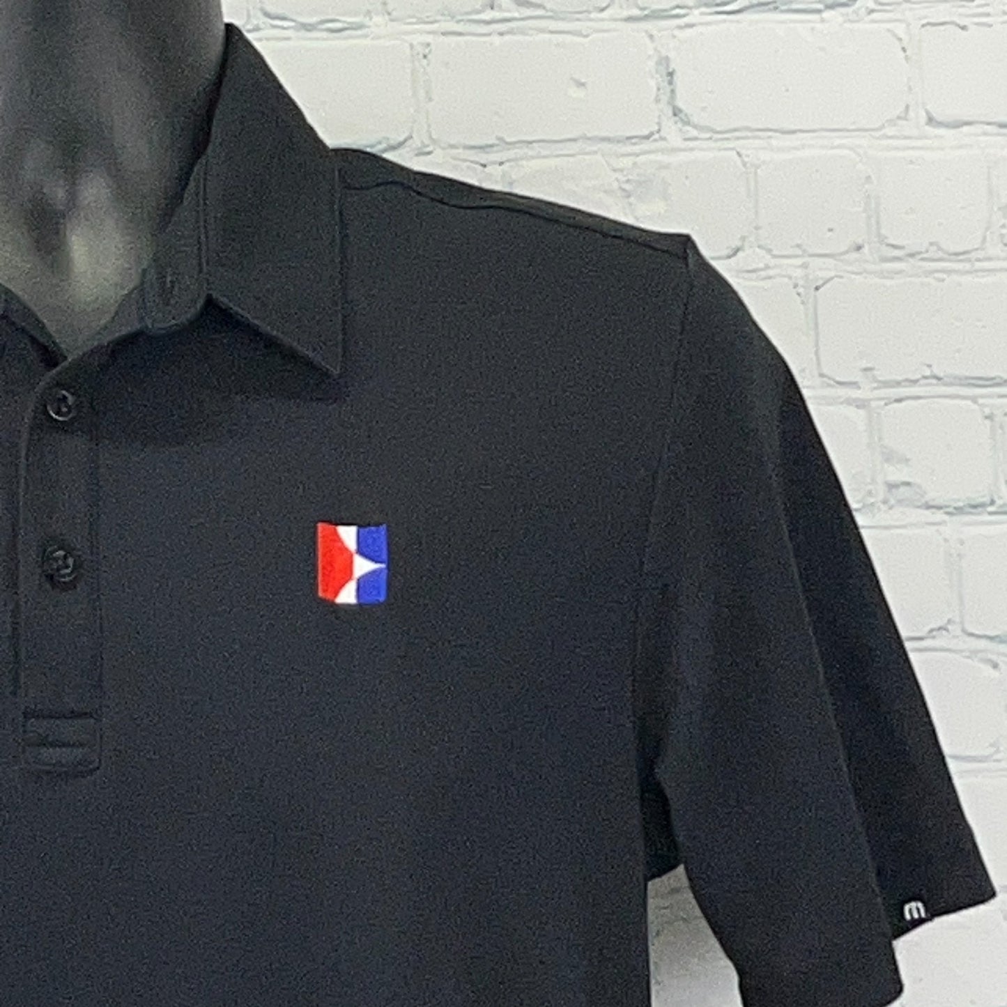 Travis Mathew Oceanside PENTA Polo Shirt Black Short Sleeve Mens M Medium