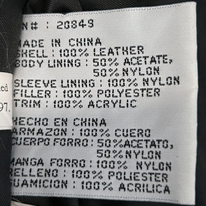 Vintage 90s Looney Tunes Leather Bomber Jacket 1997 Warner Bros Black L Large