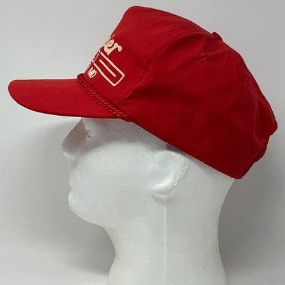 Vintage 80s Brewer GMC Thayer Missouri Hat Baseball Cap Rope Cord Strapback Red