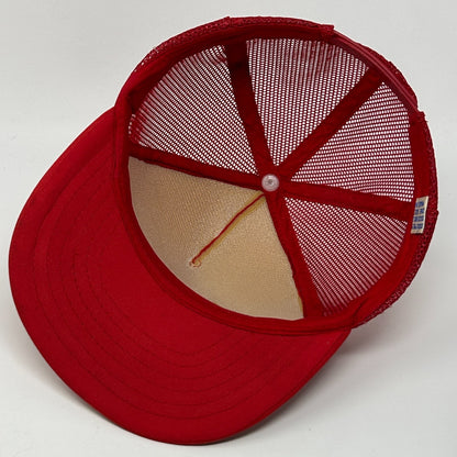 Vintage 80s Buffalo Bank Trucker Hat Baseball Cap Missouri Mesh Snapback Red