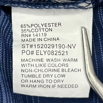 Ely Cattleman Pearl Snap Button Front Shirt Western LS Striped Blue M Medium