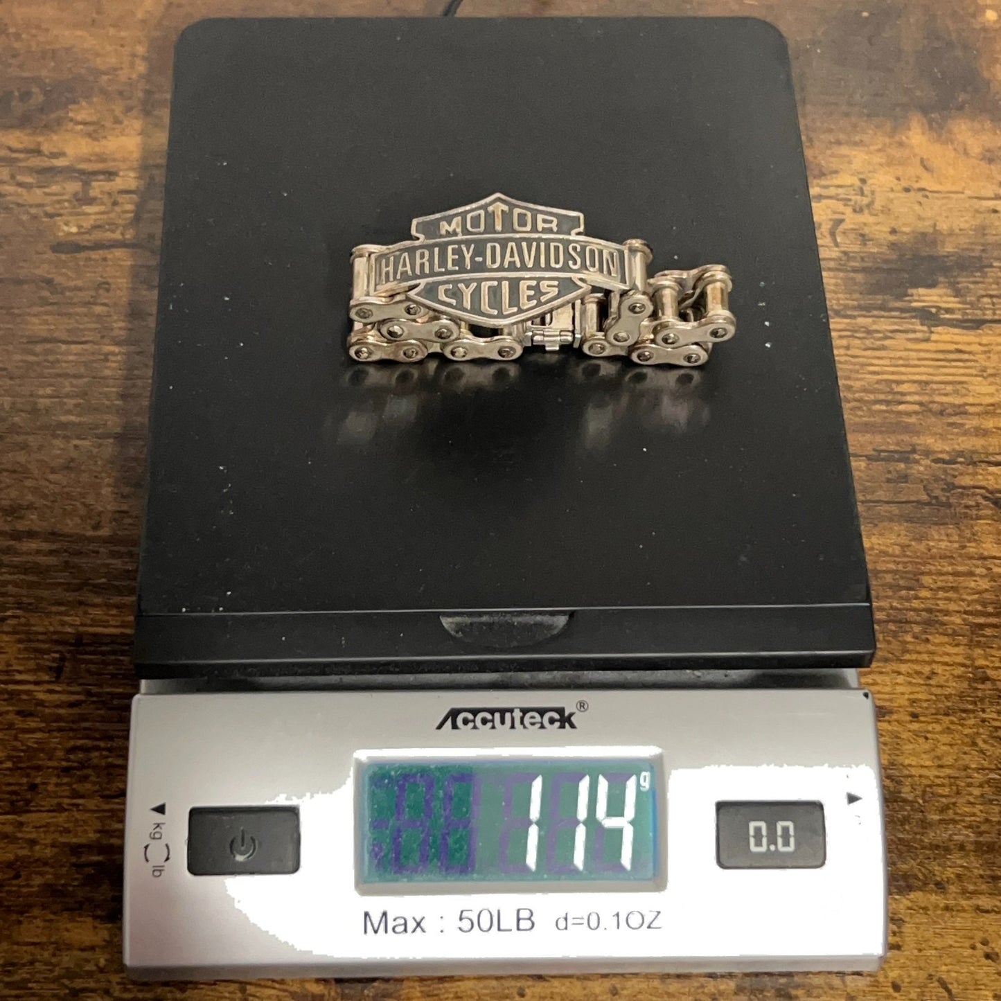 Vintage Harley Davidson Biker Chain Link Bracelet 925 Silver 114g Motorcycles