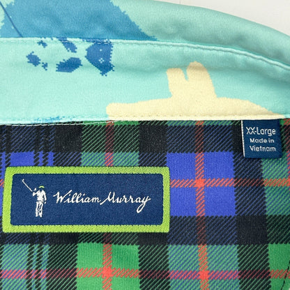 William Murray Happy Hands Polo Shirt Golf Golfing Golfer Bill Blue XXL 2XL