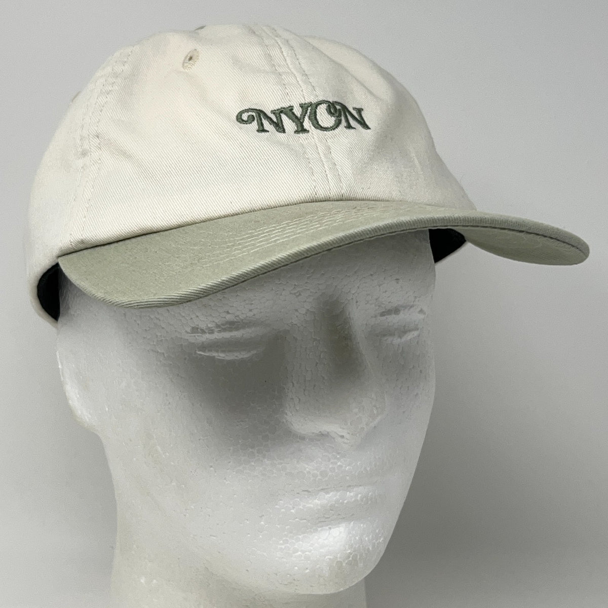 NYON New York Or Nowhere Hat Baseball Cap Dad Strapback Cream Green Embroidered
